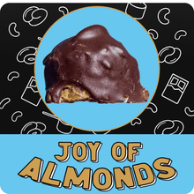Load image into Gallery viewer, Joy of Almonds logo with Almond Joy protein balls showing chocolate and almond