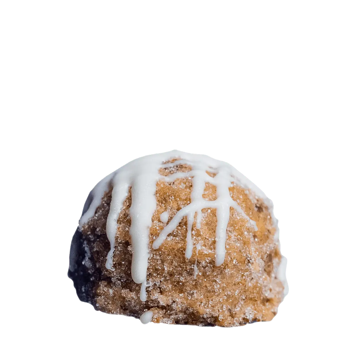 Single CinfuI Buns cinnamon bun protein ball with white icing drizzle