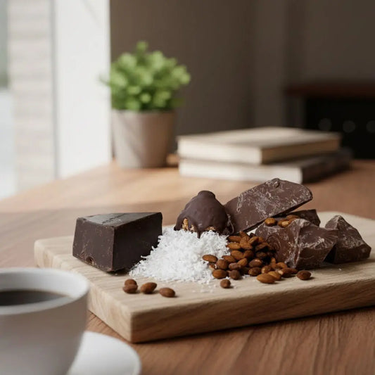 Joy of Almonds Nutty & Delicious Energy Bites with dark chocolate, almonds, shredded coconut and coffee, lifestyle shot