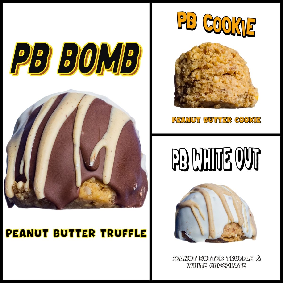 PB 3 Way variety pack—three peanut butter protein ball flavors in one bundle.
