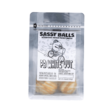 Load image into Gallery viewer, Sassy Balls PB White Out peanut butter truffle protein snack package on a white background