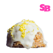 Load image into Gallery viewer, Picture of the lemon meringue protein ball from Sassy Balls with a white background
