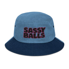 Load image into Gallery viewer, Denim Bucket Hat Sassy Balls
