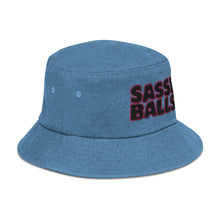 Load image into Gallery viewer, Denim Bucket Hat Sassy Balls
